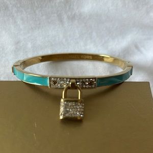 Michael Kors enamel/goldtone hinged bangle bracelet